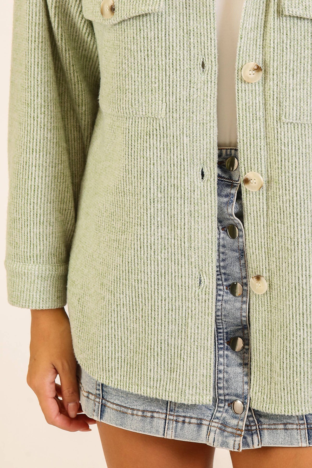 Brushed Waffle Button-Up Shacket
