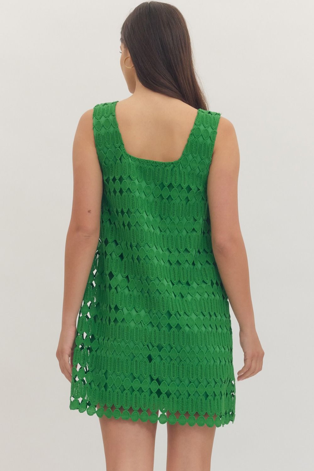 Black Textured Crochet Sleeveless Shift Dress