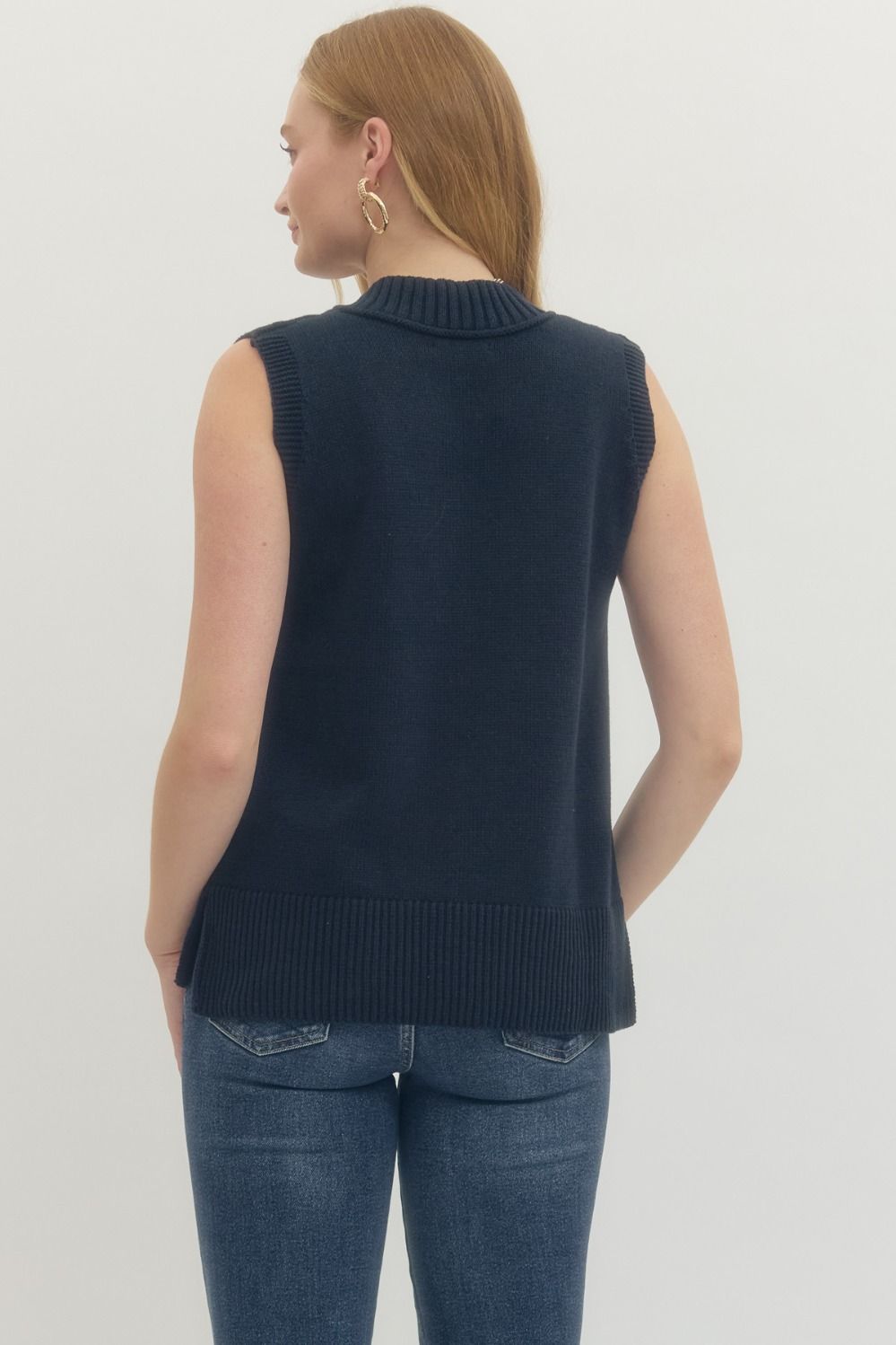 Sleeveless V-Neck Sweater Knit Tank Top