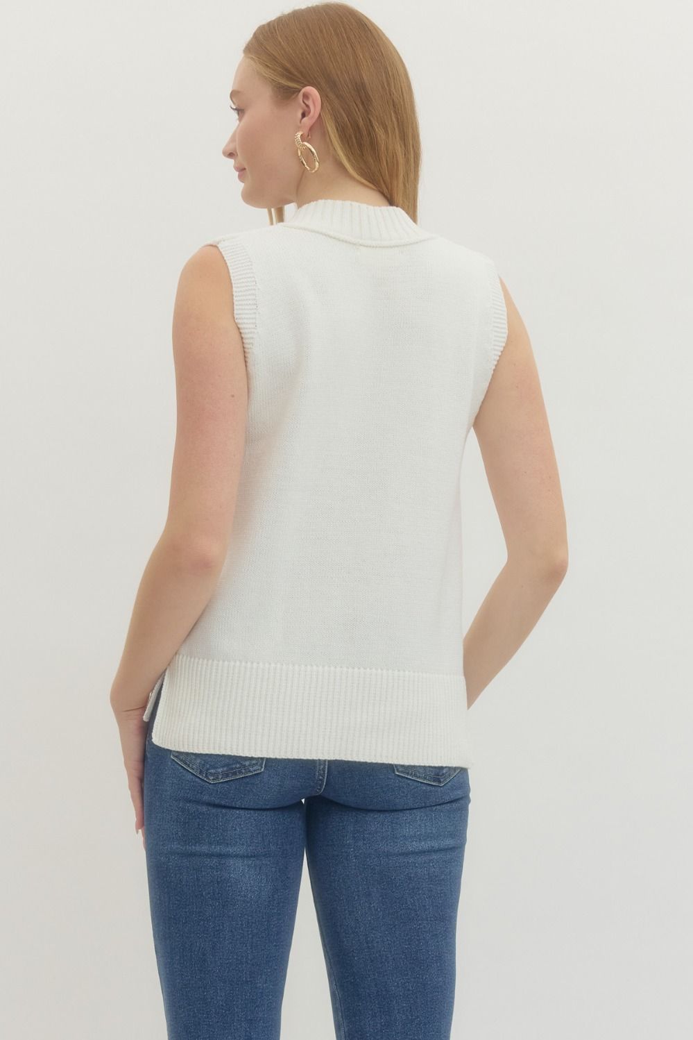 Sleeveless V-Neck Sweater Knit Tank Top