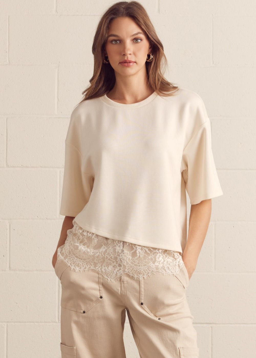 Lace Hem Knit Top