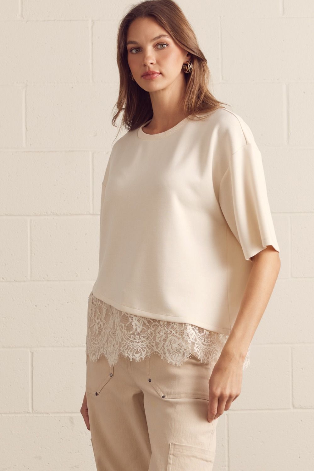 Lace Hem Knit Top