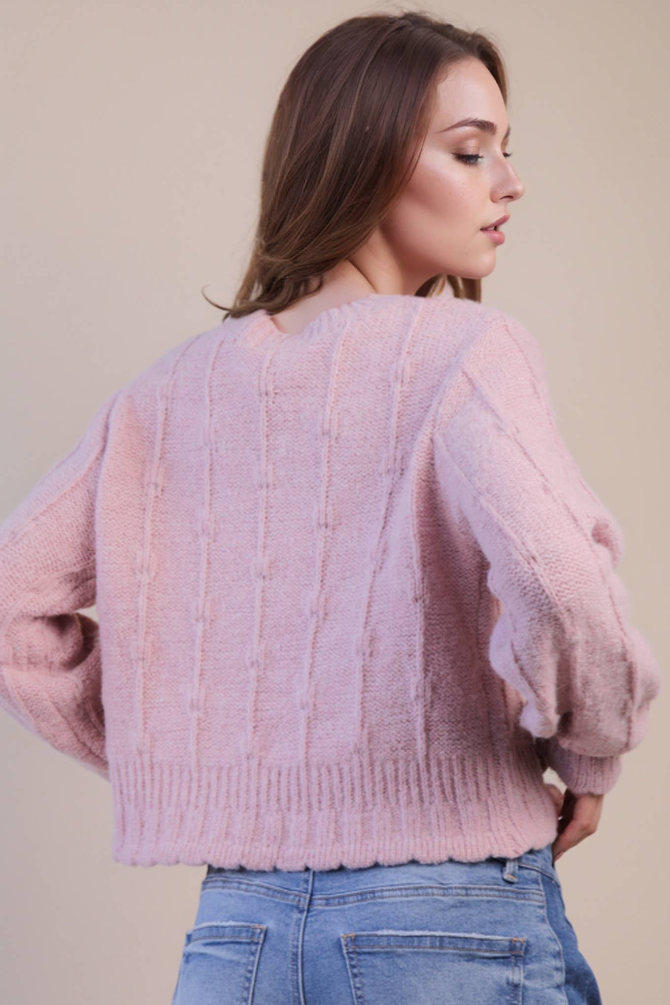 Floral Button Crop Sweater Cardigan