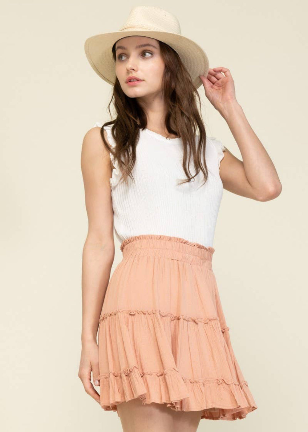 Feminine High Waist Tiered Ruffle Skirt